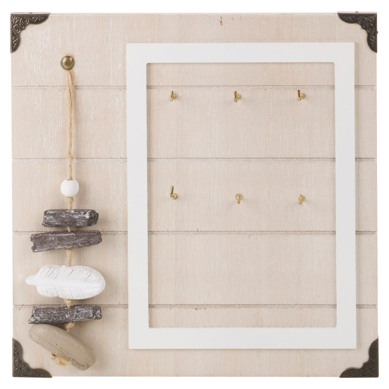 Manufactured Wood Wall Organizer with Key Hooks