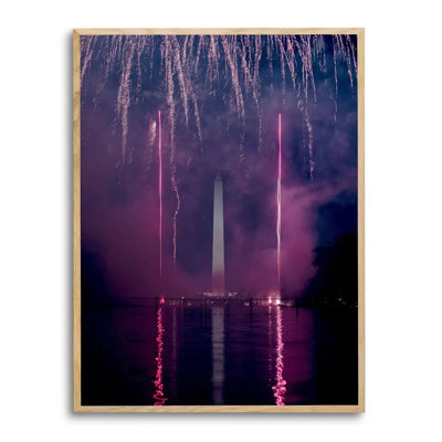 Fireworks At The Reflecting Pool Print by Angela Pan
