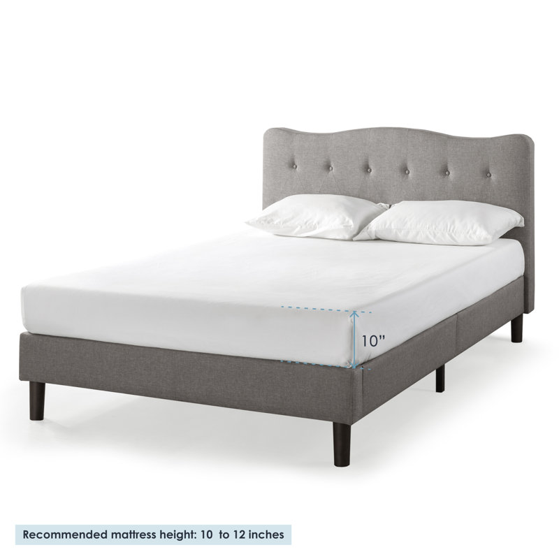 Lit plateforme tapissier Janne, gris classique, Grand