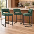 Tabouret 26 "de hauteur comptoir rembourré avec dossier ouvert et structure en métal