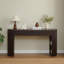 Console rétro avec rangement, 3 tiroirs, 1 pied de table, esthétique à lattes rondes, entrée, salon et couloir, espresso-129172844