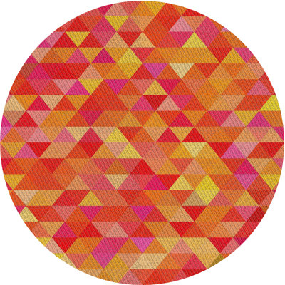 Tapis décoratif orange à motif géométrique Sauceda
