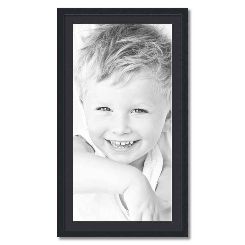 Wood Picture Frame with Mat, Black