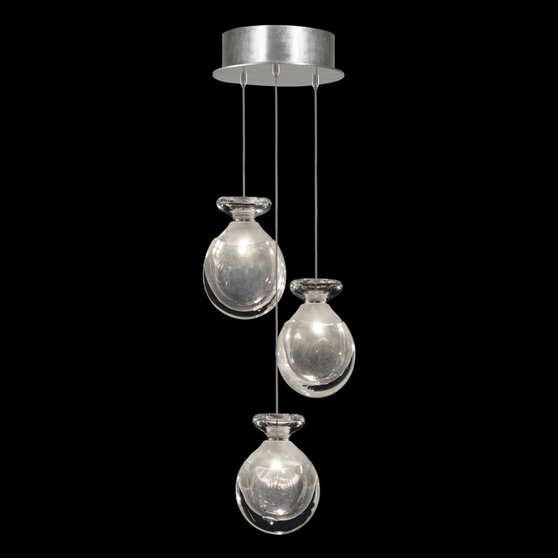 Luminaire suspendu rond l 8,5 po Essence, Argent, Transparent