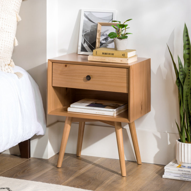 Table de chevet Annette Mid-Century, Bois naturel
