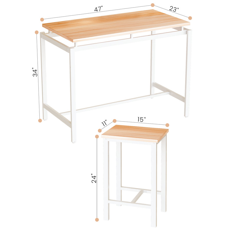 Ensemble de salle à manger à hauteur de comptoir 4 personnes Charmaigne, Beige / blanc