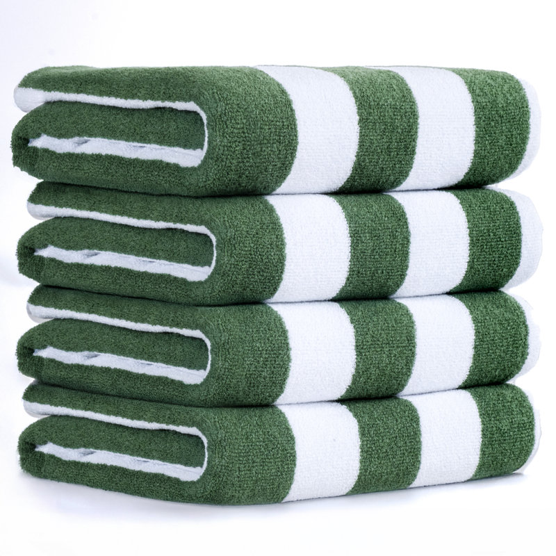 Serviettes de plage à rayures Devontia Cabana, serviettes de piscine surdimensionnées 30 x 60 pouces 4 pièces, Vert sauge