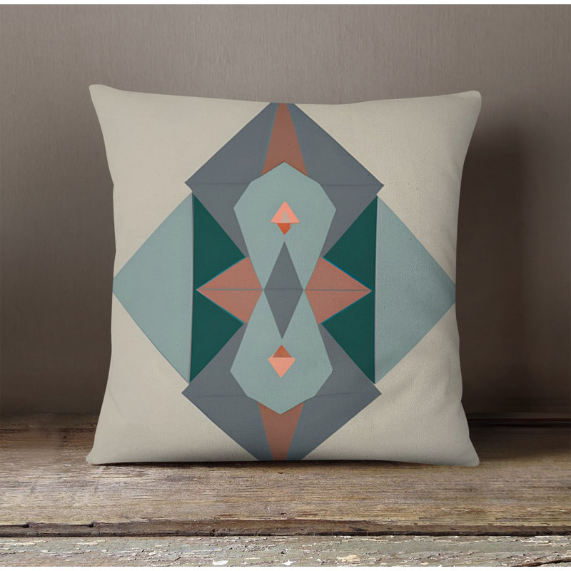 Throw Pillow With Insert, Blue/Brown Abstract 15, 20"H x 20"W