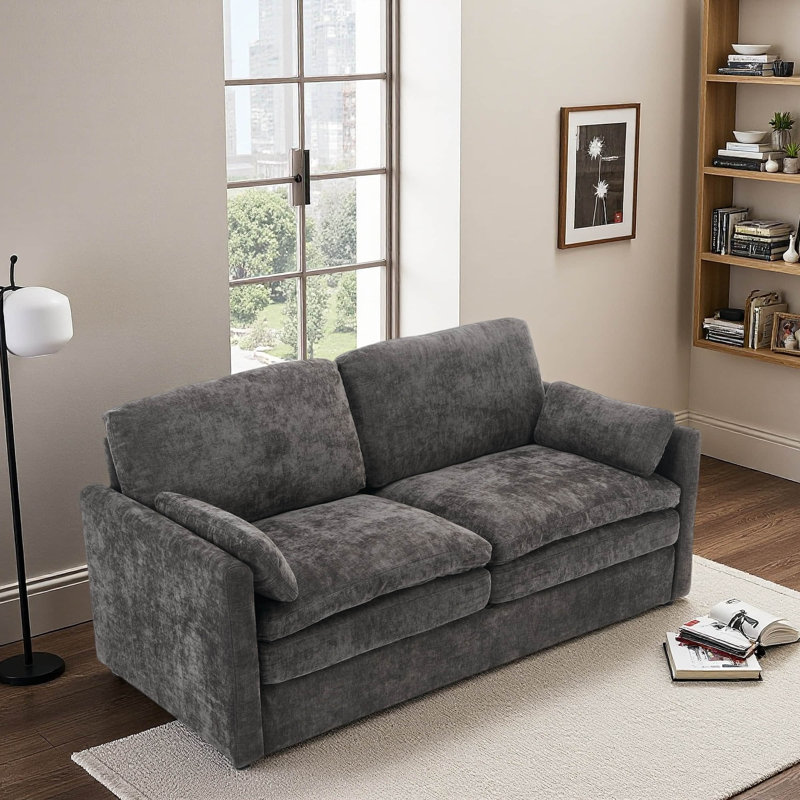 68,1 po Causeuse rembourrée Cozy surdimensionnée Comfy Comfy Cloud Canapé Double, Gris