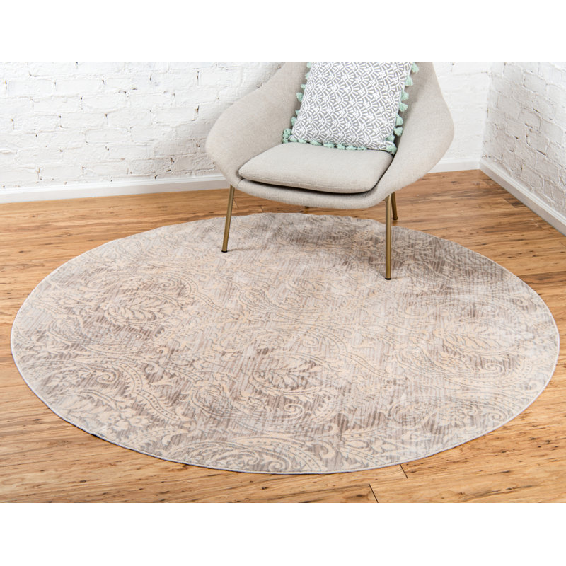 Ansonville Damask Indoor Rug, Round 6'1"