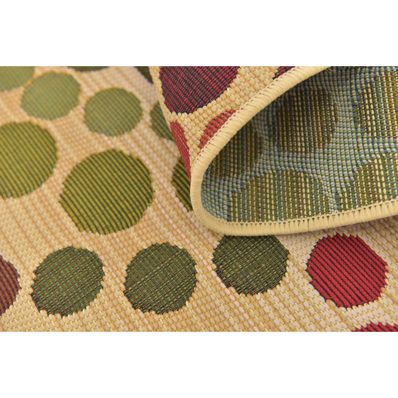 Tapis intérieur / extérieur vert / beige / rouge / turquoise Deweese, Ovale 4 pi 1 po x 6 pi 1 po