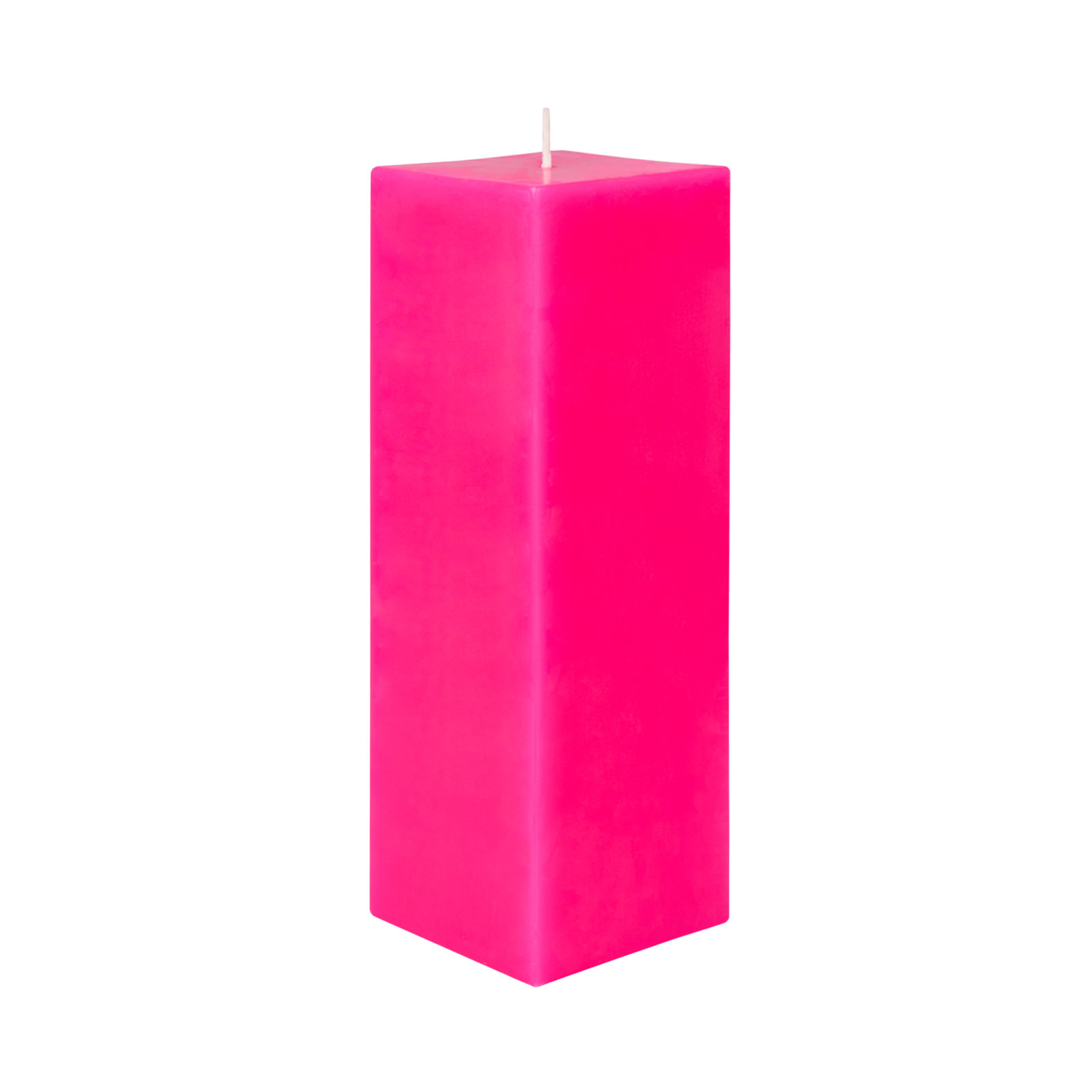 Square Pillar Candle, Hot Pink, 9" H x 3" W x 3" D, 1 Candle