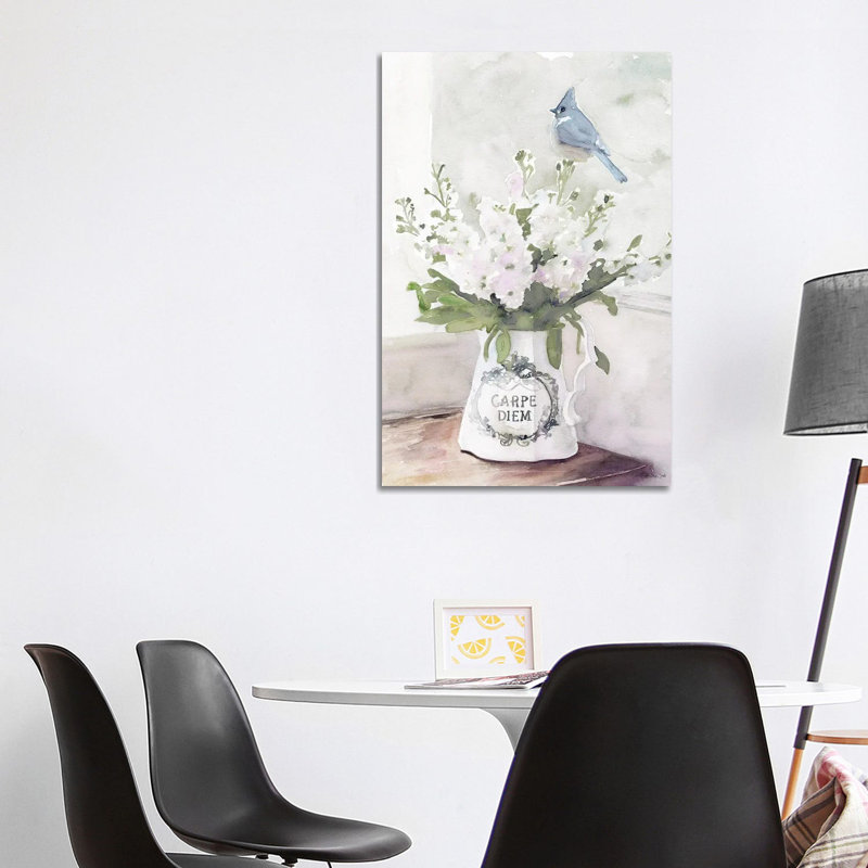 Parisian Pot III by Stellar Design Studio - Painting on Canvas, 101.6 cm H x 66.04 cm W x 1.91 cm D, White Floater Frame