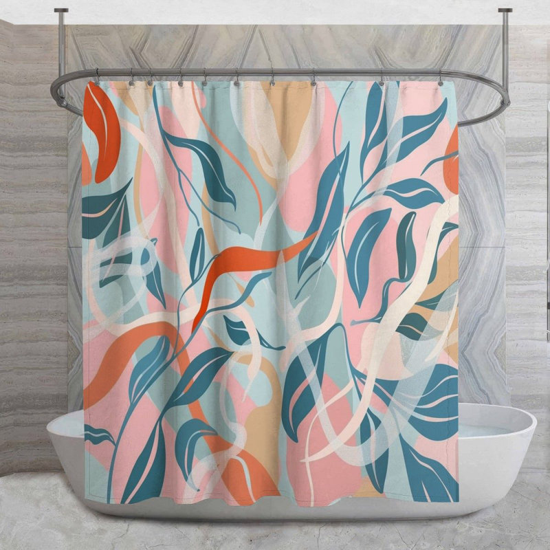 Rideau de douche Botanical - Nature illustration Decor de salle de bain, H 83 po x l 70 po