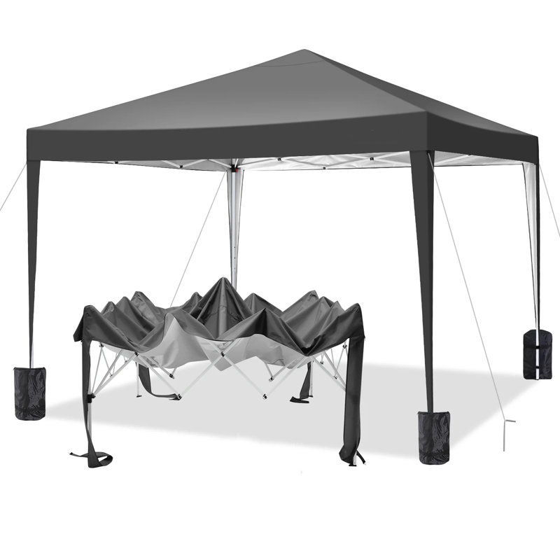 Auvent instantané 10 pi x 10 pi avec 4 sacs de sable et un sac de transport - Comprend 8 piquets et 4 cordes pour la cour, la plage, le camping et les fêtes