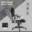 Chaises de bureau rembourrées en velours de polyester noir et mousse avec télécommande et structure en métal, 25,5 po x 28 po x 47,2 po