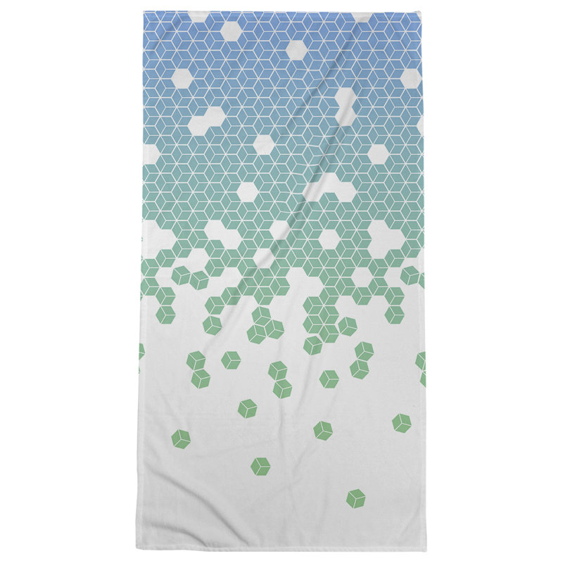 Serviette de bain cube culbuteur, Bleu/vert
