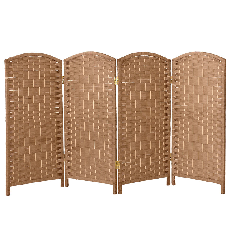 2 Ft. Tall Diamond Weave Fiber Room Divider - Dark Mocha - 8 Panel, 4, Natural, 2 ft