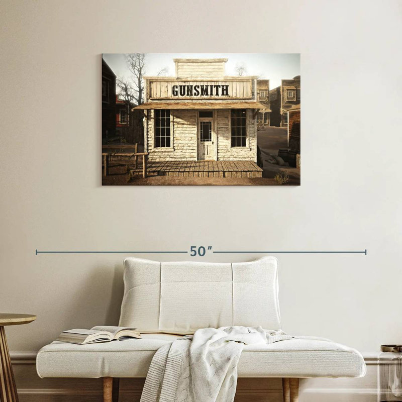 Lelar Western Gunsmith Shop, H 24 po x l 36 po