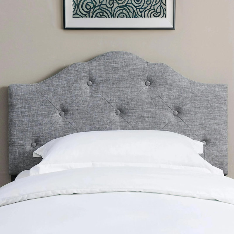 Charlie Twin Upholstered Tufted Round Headboard - Beige, Gray, Twin