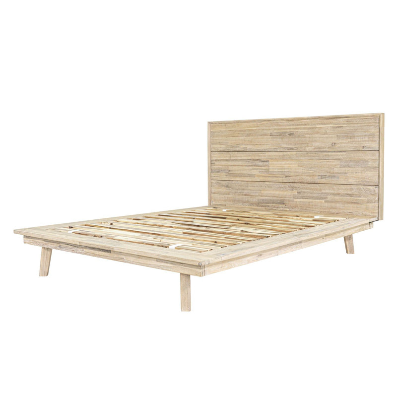 Camiah Acacia Wood Panel Bed, Beige, Queen