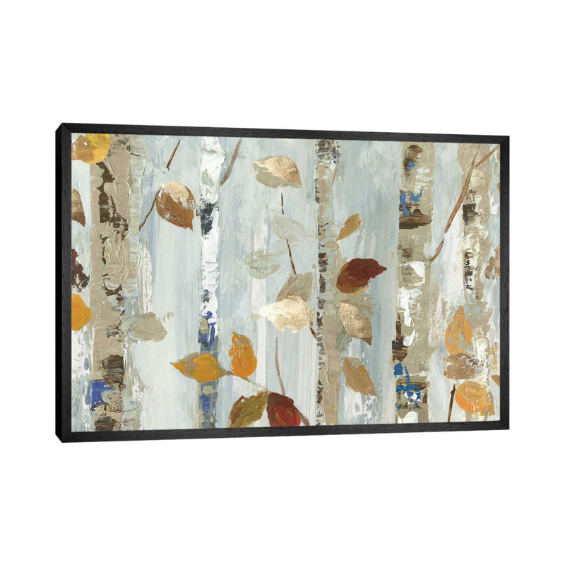 Leaves On Birch by Allison Pearce - Painting on Canvas, 66.04 cm H x 45.72 cm W, Black Framed Canvas