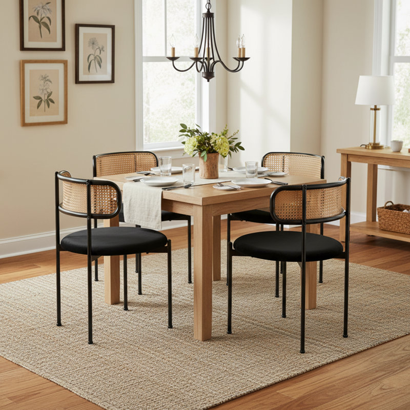 Velvet Upholstered Side Chair in Black