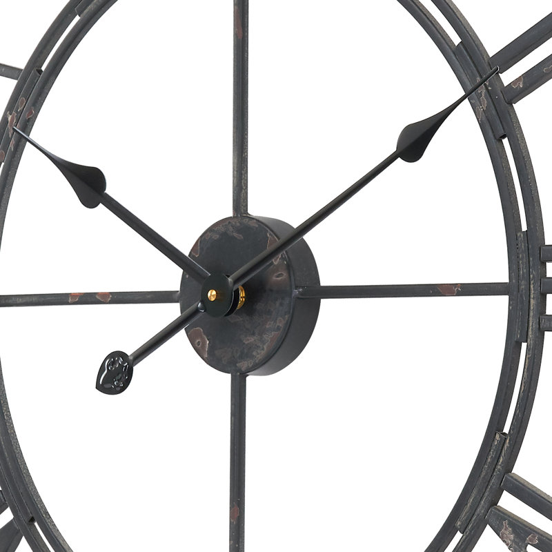 Oversized Roman Round Wall Clock, 27 Diameter, Matte Black