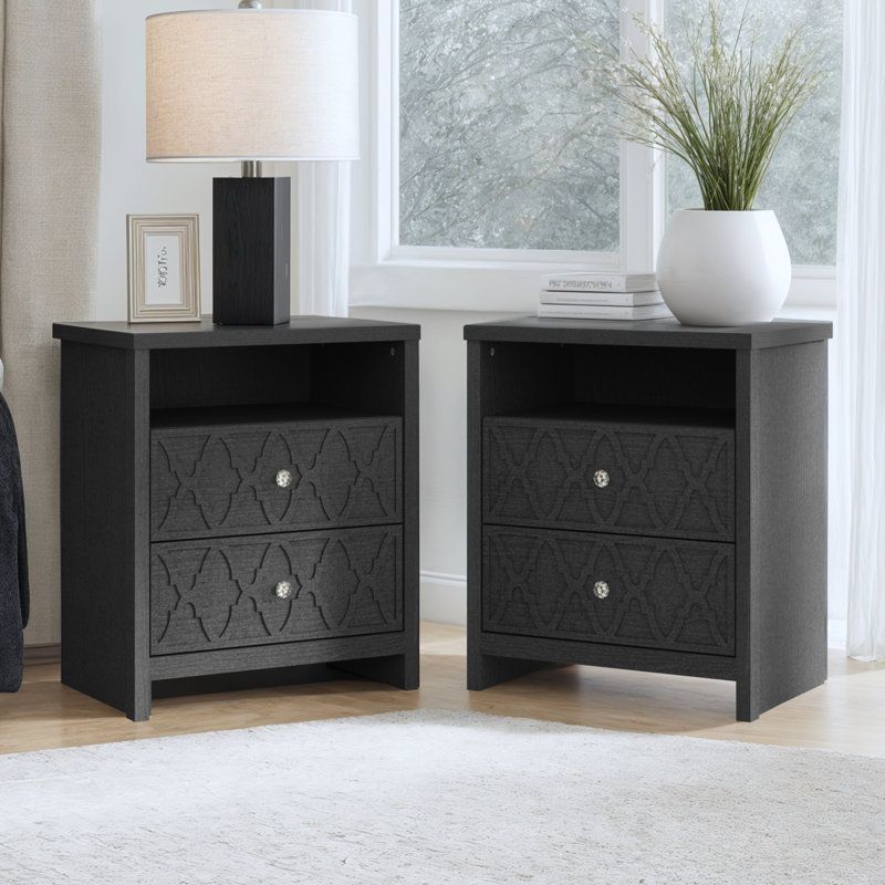 Watauga 26.8" 2 Drawer Nightstand with Storage 