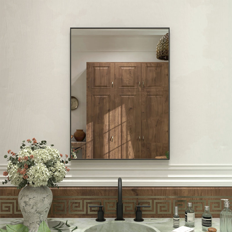  Miroir de salle de bain mural mural mat noir l 24 po x H 30 po Kaydeigh, Noir mat, 24 po x 30 po