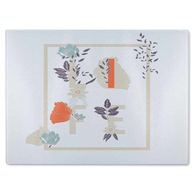 Life & Flowers Glass Chopping Board, 28cm L x 20cm W