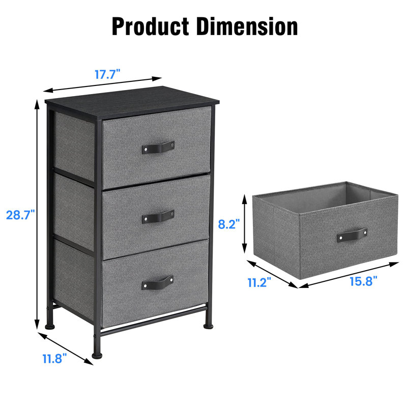 Commode 3 tiroirs l 17,7 po Caliel
