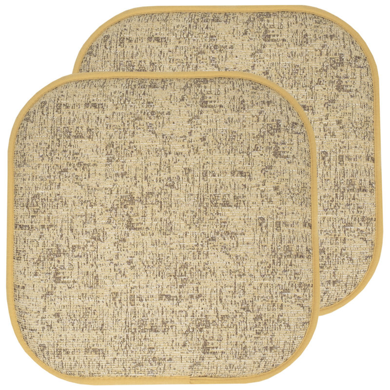 Broadway Memory Foam No Slip Back 16" x 16" Chair Pad Cushion, Camel Beige/Brown, 2