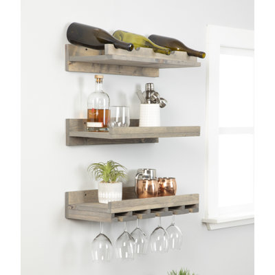 Candelario Solid Wood Wall Mounted Wine Bottle Rack