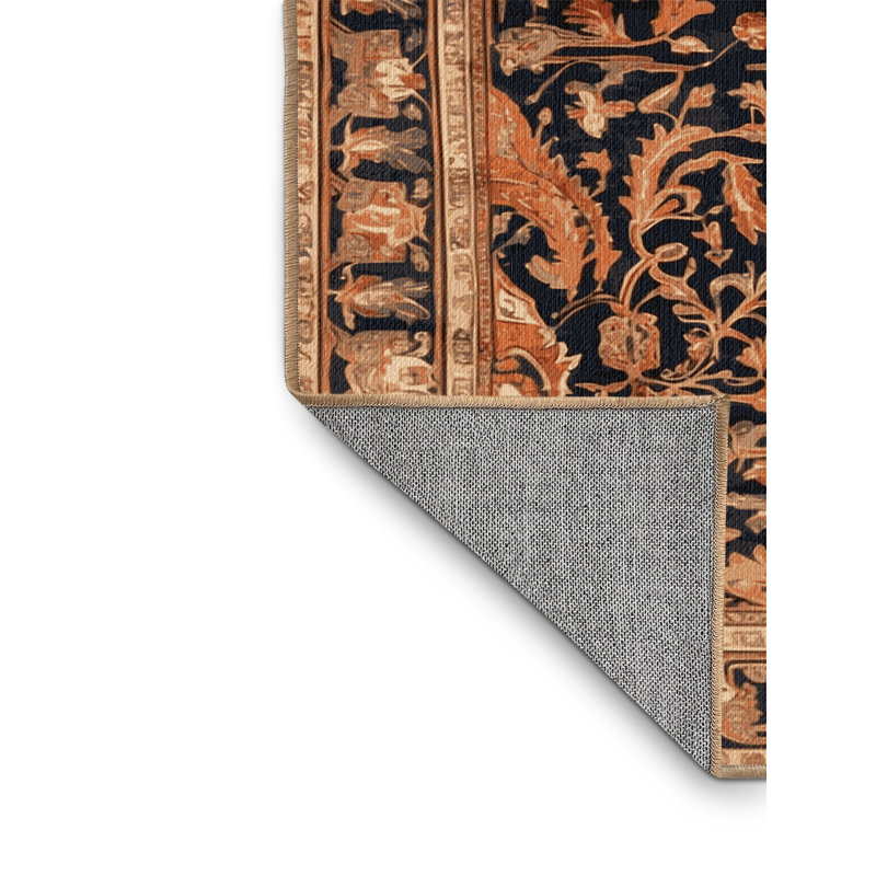 Tapis brun lavable à la machine, Rond 3 pi