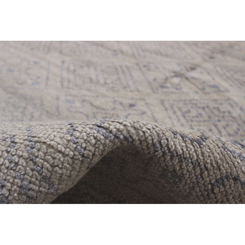 Tapis unique en laine noué à la main kaki clair de 5 pi 2 po x 7 pi 5 po Andersyn