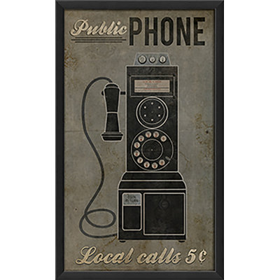 Publicité rétro encadrée pour téléphone public