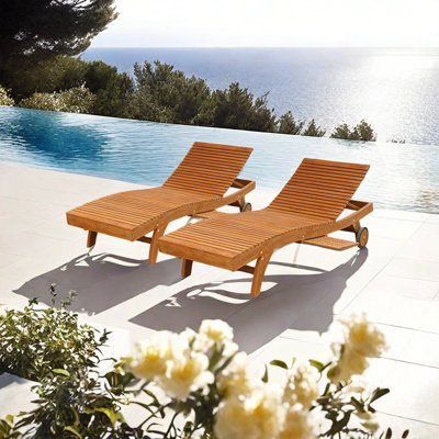 Chaise longue en teck de qualité supérieure