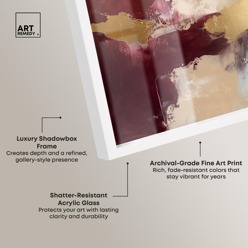 Impression abstraite Crimson Tide II Shadowbox par Art Remedy, H 17 po x l 21 po, Blanc