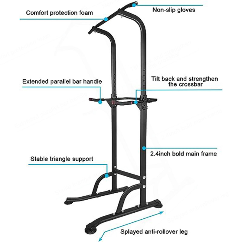Sport Power Tower Workout Dip Station Pull Up Bar, Height Adjustable Multi-Function Dip Stand For Home Gym Strength Training Fitness Equipment