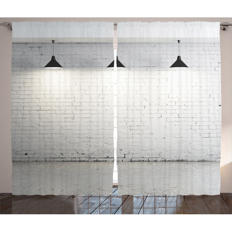 Modern Minimalist Black and White Satin Curtain Panels, 108" x 90"