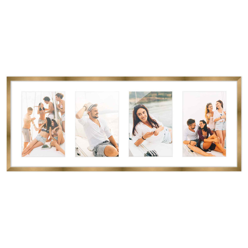 Cadre en bois, 4 po x 6 po, 7,5 po x 19 po, Bronze / blanc