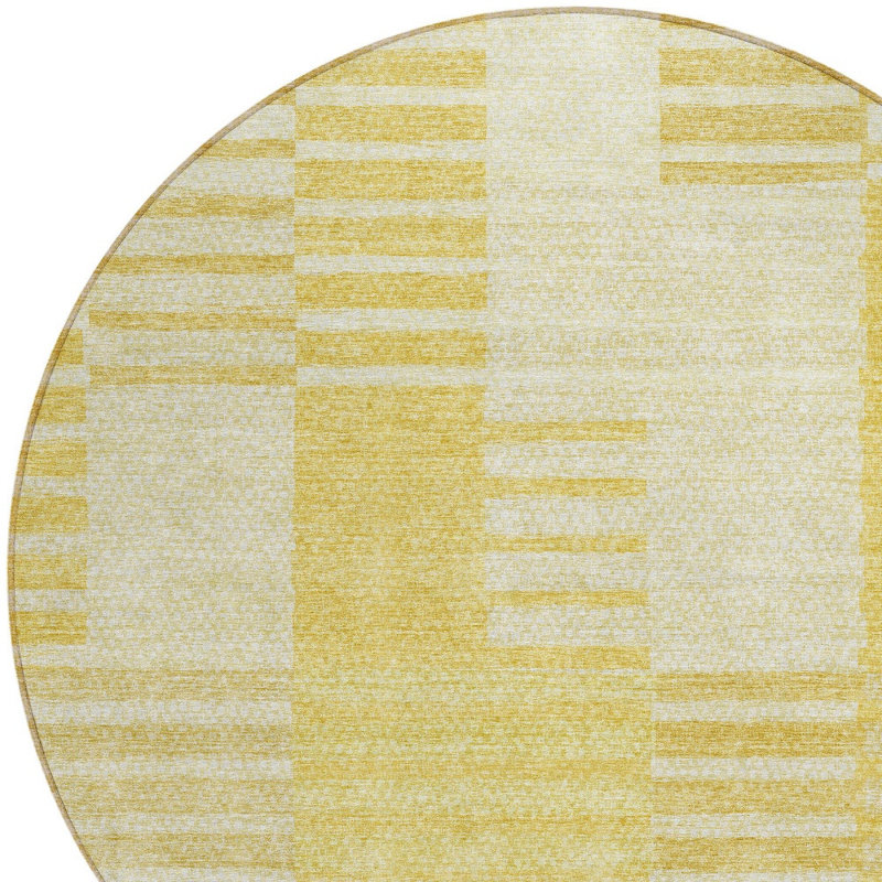Tapis rond lavable à rayures 8 po