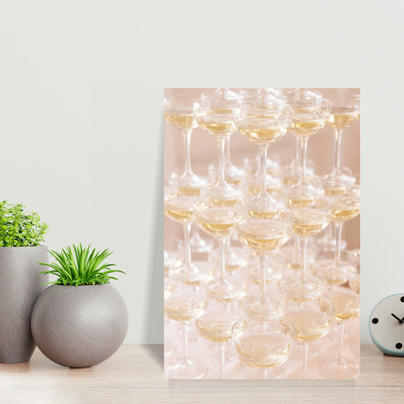 «Champagne Tower», art mural contemporain, H 18 po x l 12 po