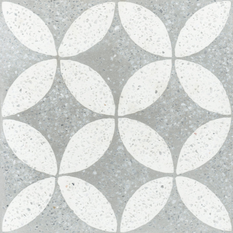 Carreau de ciment pour mur et plancher à motif circulaire 8 po x 8 po Circulos, Terrazzo gris urbain