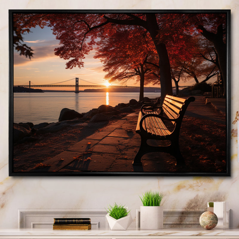 New York Staten Island - Landscapes Wall Decor, Cadre flottant noir, H 34 po x l 44 po x P 1,5 po