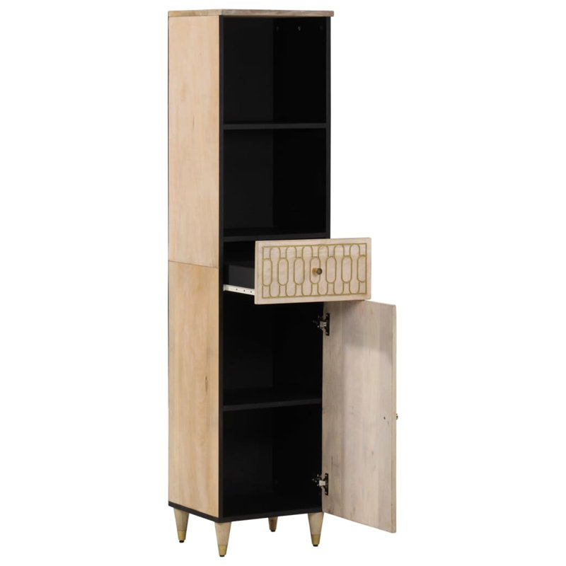 Armoire de salle de bain vidaXL Bois naturel Bois de manguier massif, bois d'ingénierie