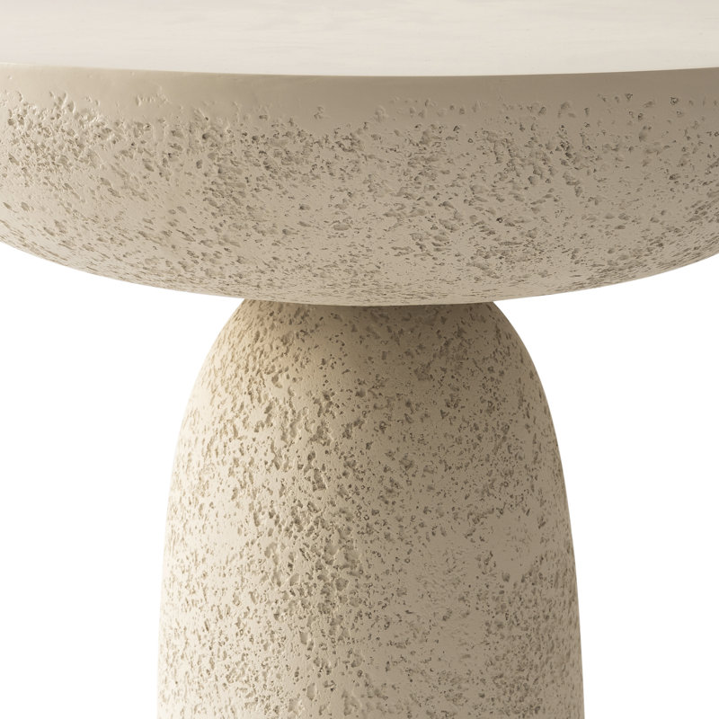 Fiberglass Mushroom-Shaped Accent Table, Ivory 