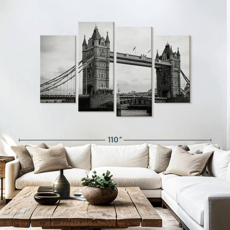 Lilie Tower Bridge en monochrome, H 54 po x l 84 po
