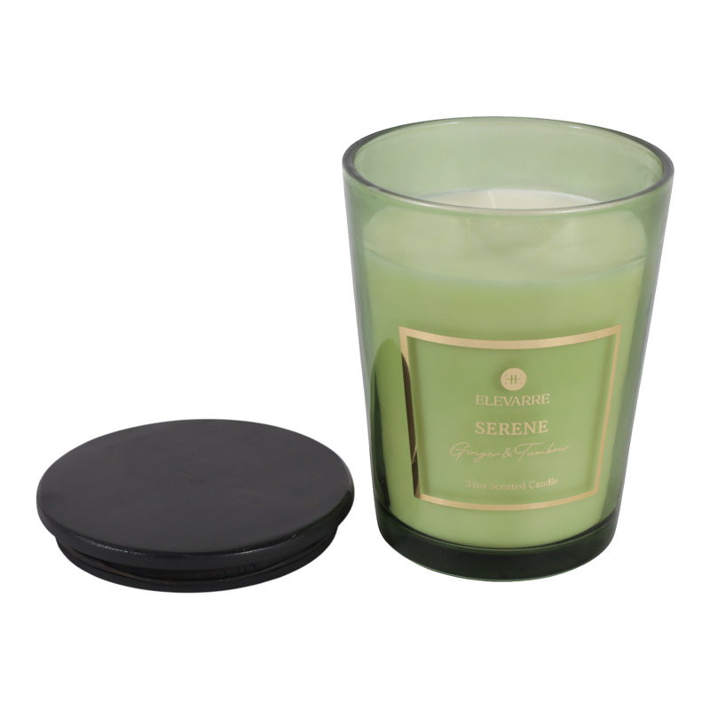 Bougie parfumée en verre avec couvercle Freelon, Green